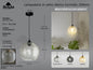 Lampada a Sospensione Sferica in Vetro 25cm con Effetto Incrinato "Vintage Crackle" Mod. SFE-IN1-25