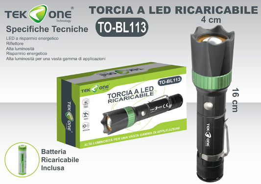Torcia A Led Ricaricabile Lampada portabile TO-BL113/ TEK ONE
