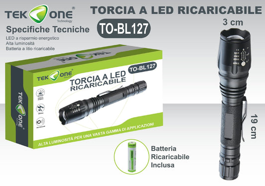 Torcia A Led Ricaricabile  Lampada portabile TO-BL145 TO-BL127 / TEK ONE