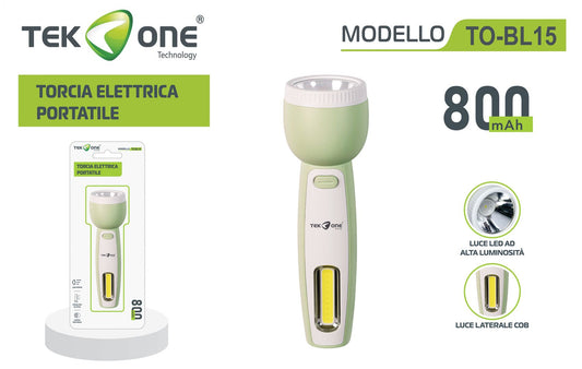Torcia A Led Ricaricabile 800mAh Lampada portabile TO-BL15/ TEK ONE