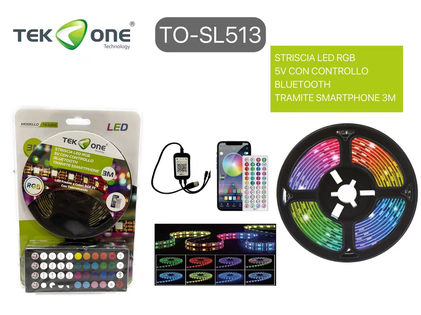 Striscia LED SMART  RGB USB 5V 2M 3M 5M Luce fredde a colorate /TEK ONE