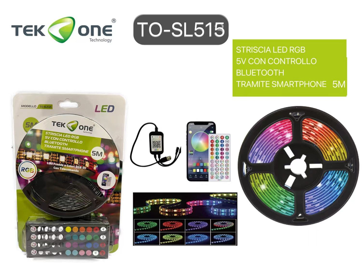 Striscia LED SMART  RGB USB 5V 2M 3M 5M Luce fredde a colorate /TEK ONE