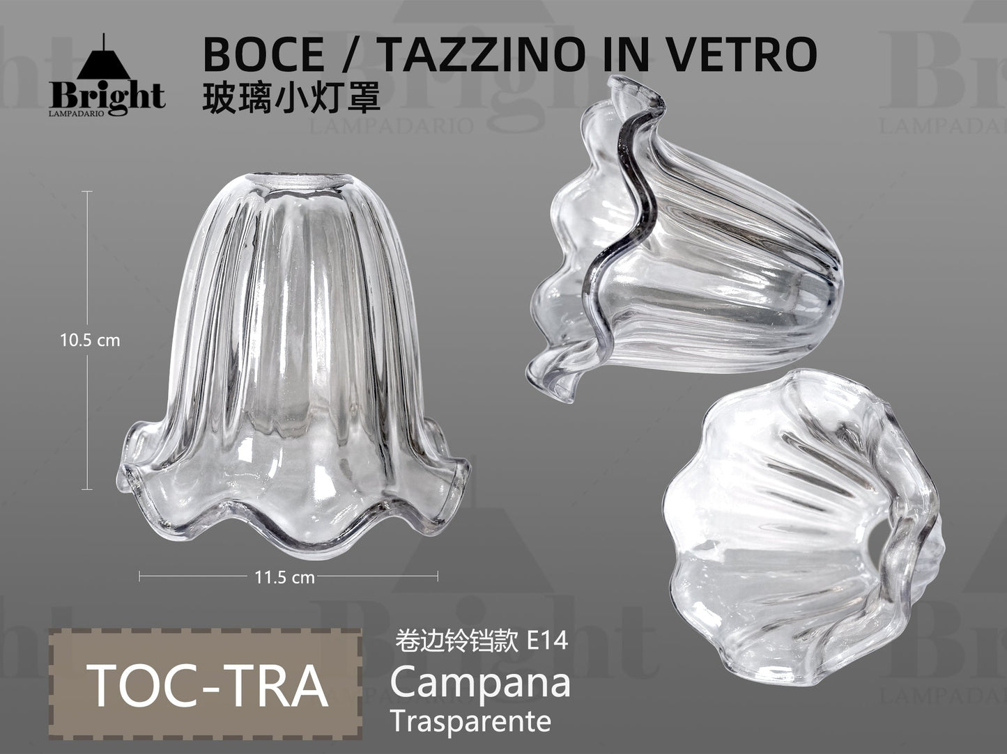 Bocce/Tazzini in Vetro a Campana Ricambi e Accessori per Lampadari