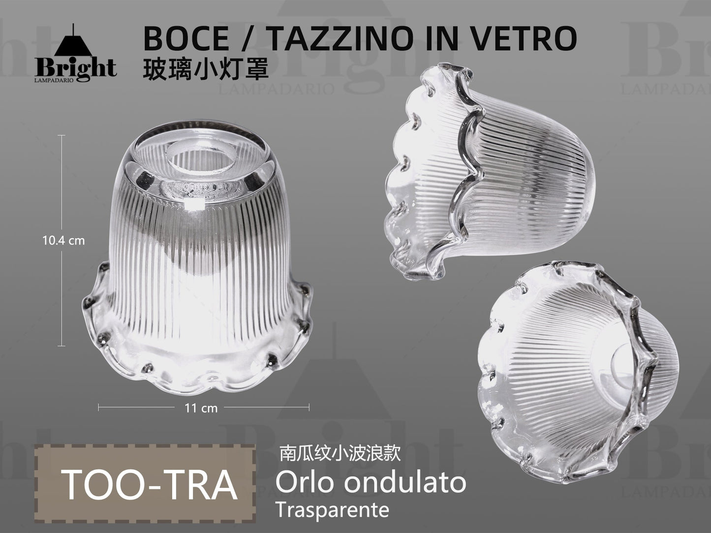 Bocce/Tazzini in Vetro a Orlo Ondulato Ricambi e Accessori per Lampadari
