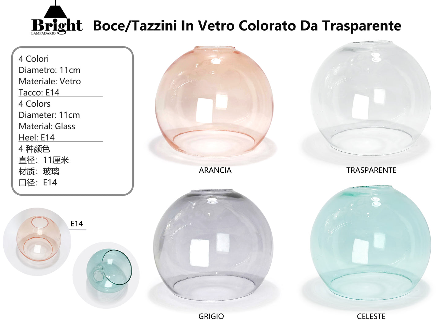 Bocce/Tazzini In Vetro Colorato Da Trasparente