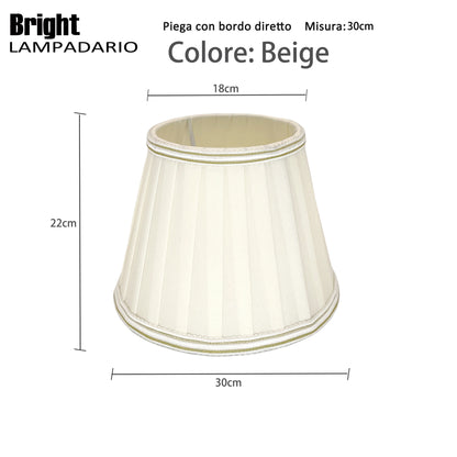 Cupola con Filo bordo misura 30cm E27 per lumetti in Tessuto Pieghettato Paralumi E27