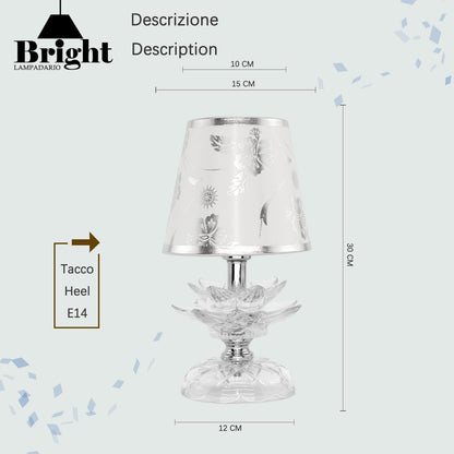 Lumetto di Vetro con paralumi mod.1003Fiori di loto lumi da comodino tavolo/lumetti in vetro