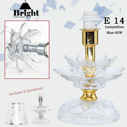 Lumetto di Vetro con paralumi mod.1003Fiori di loto lumi da comodino tavolo/lumetti in vetro