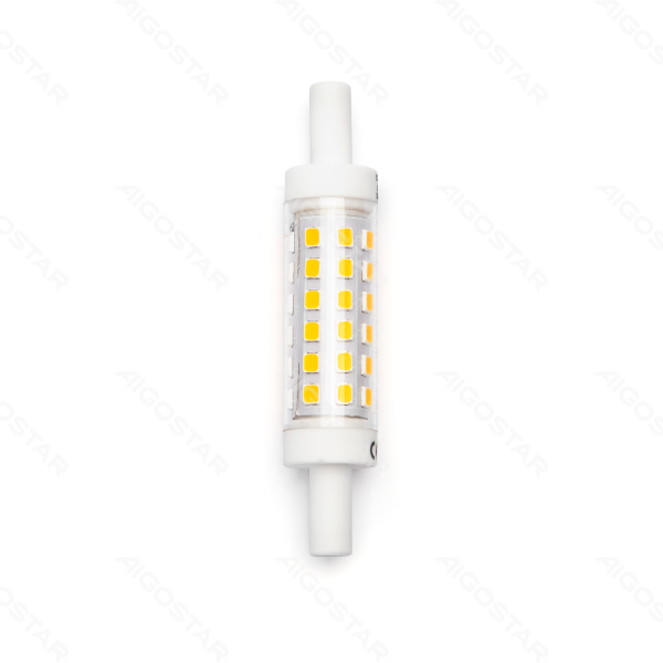LED-Glühbirne R7S 78 mm linear warm 3000 K, 500 lm, entspricht 42 W linearer Halogenlampe, AC 220–240 V, 360 Grad 