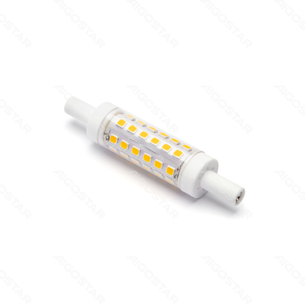 LED-Glühbirne R7S 78 mm linear warm 3000 K, 500 lm, entspricht 42 W linearer Halogenlampe, AC 220–240 V, 360 Grad 