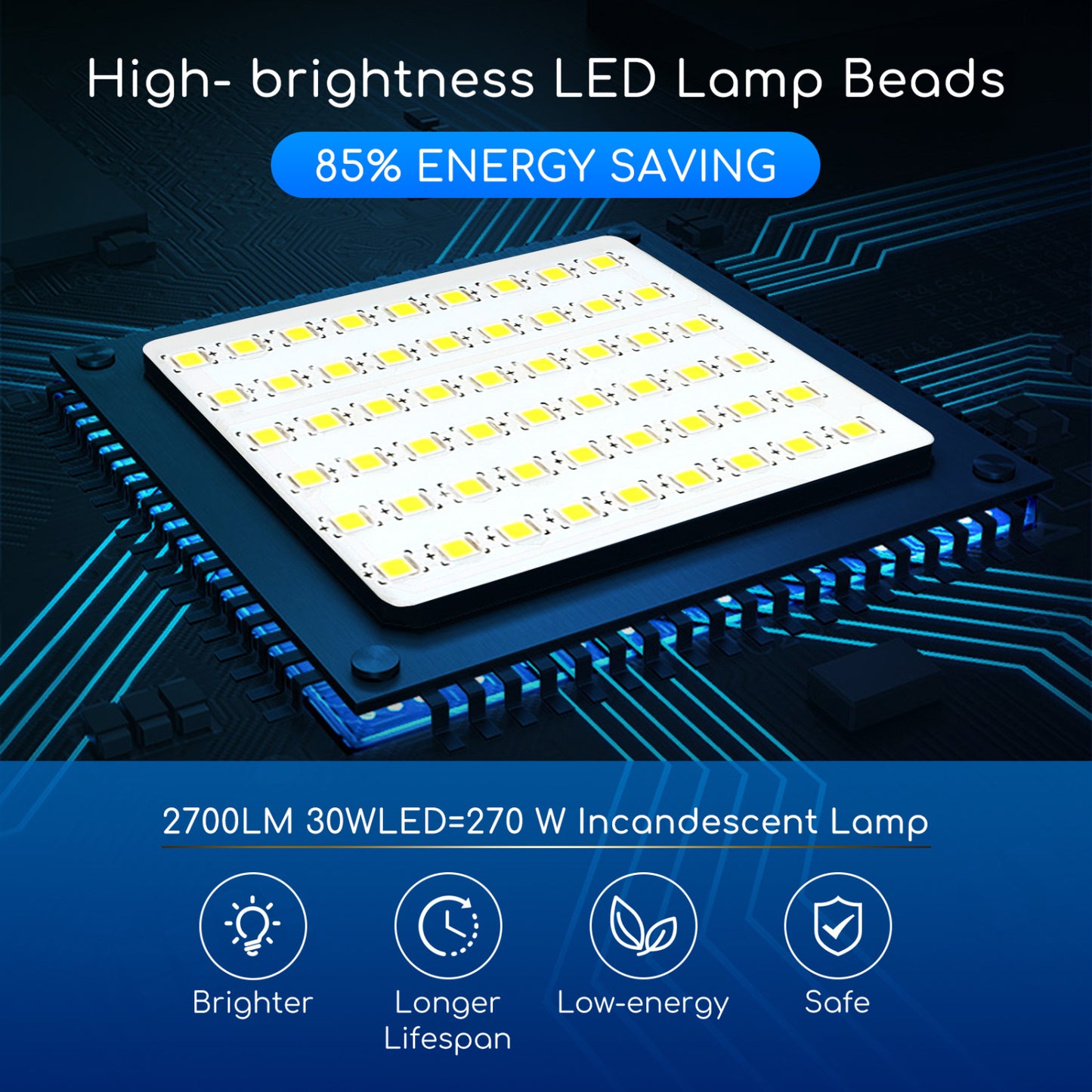 Ultra-Sottile Faretto Led da Esterno, 30W Luce Bianca Fredda 6400K 2700lm, IP65(179670)