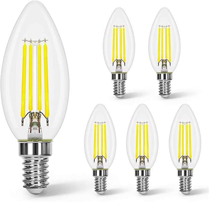 Lampadina LED E14 C35 4W (40W), 470 Lumen, Luce Fredda 6500K,Trasparente Lampadine LED