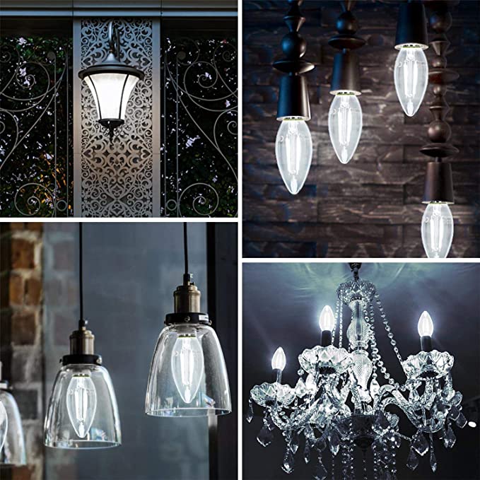 Lampadina LED E14 C35 4W (40W), 470 Lumen, Luce Fredda 6500K,Trasparente Lampadine LED