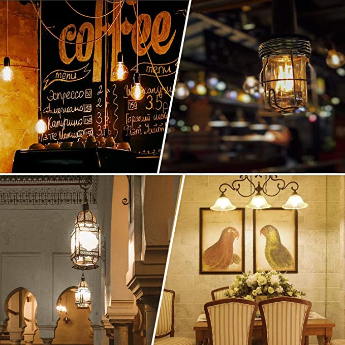 Filamento Lampadine LED E27 8W Equivalenti a 75W, Luce Bianca 6500K, 1050Lm, A60 Stile Vintage,Pacco da 5 Pezzi