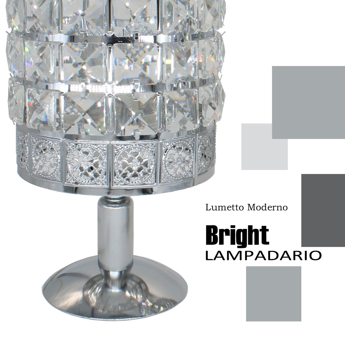 Set a 2 lumi camera da letto moderni  con 2 lampadine/lumi da comodino tavolo/in 3 vetro quadrato