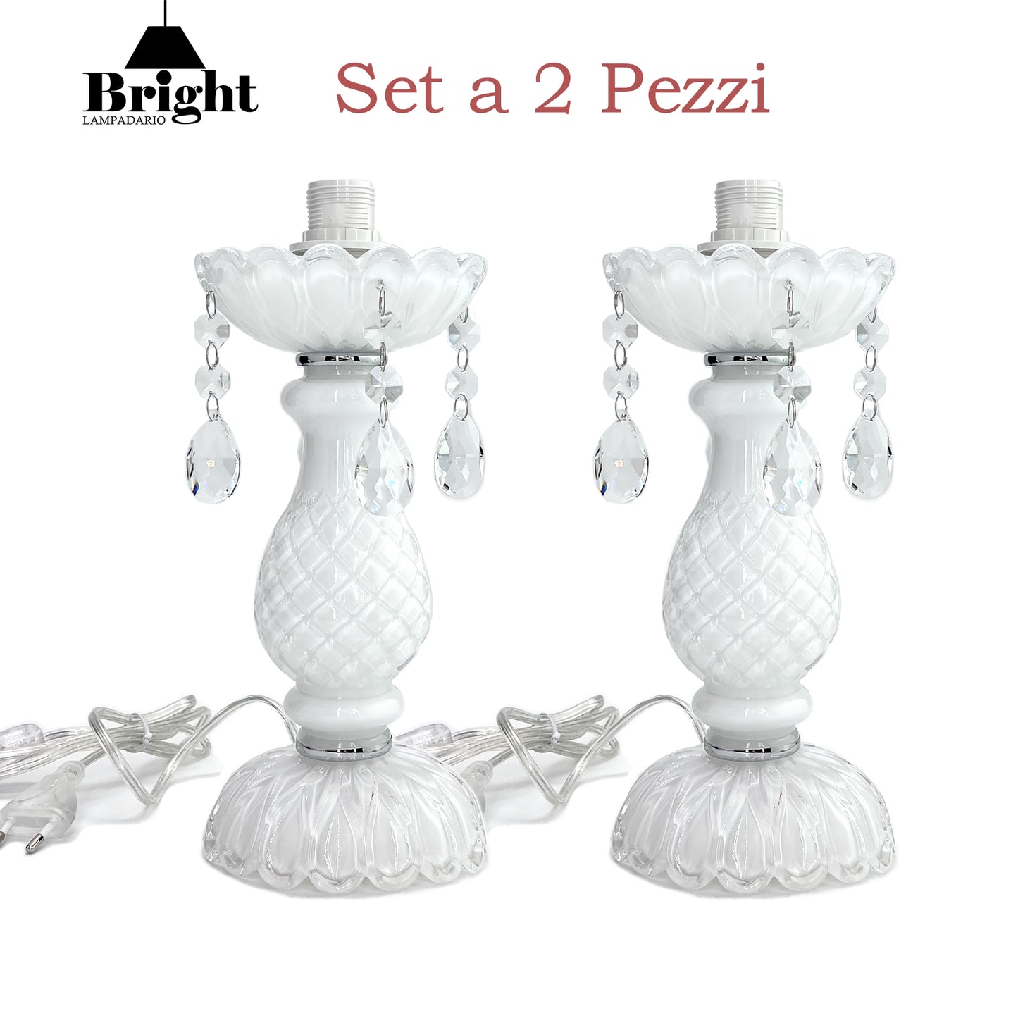 Lumetto BIANCO Tris Classico Vintage/lumi da comodino tavolo/in vetro…