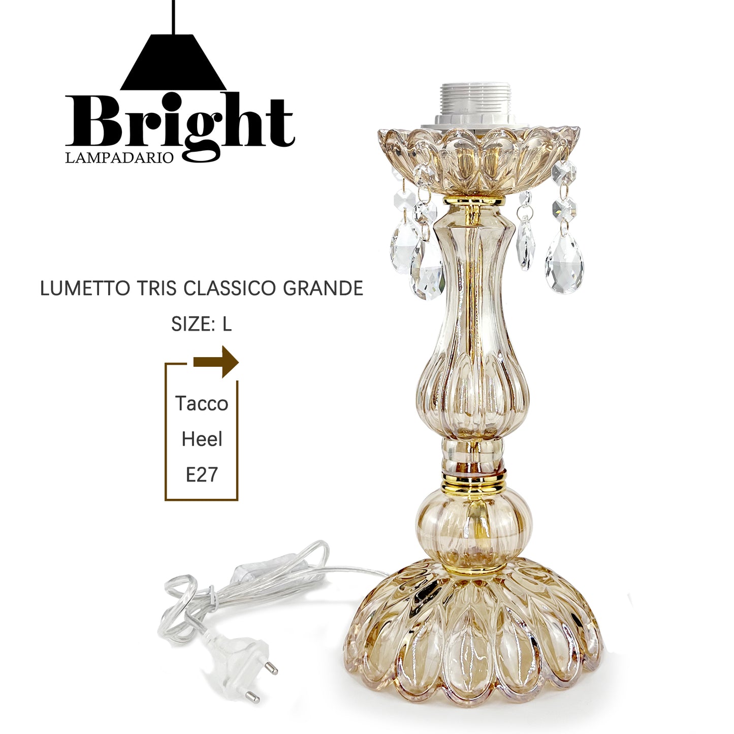 Lumetto AMBRA Tris Classico Vintage/lumi da comodino tavolo/in vetro…