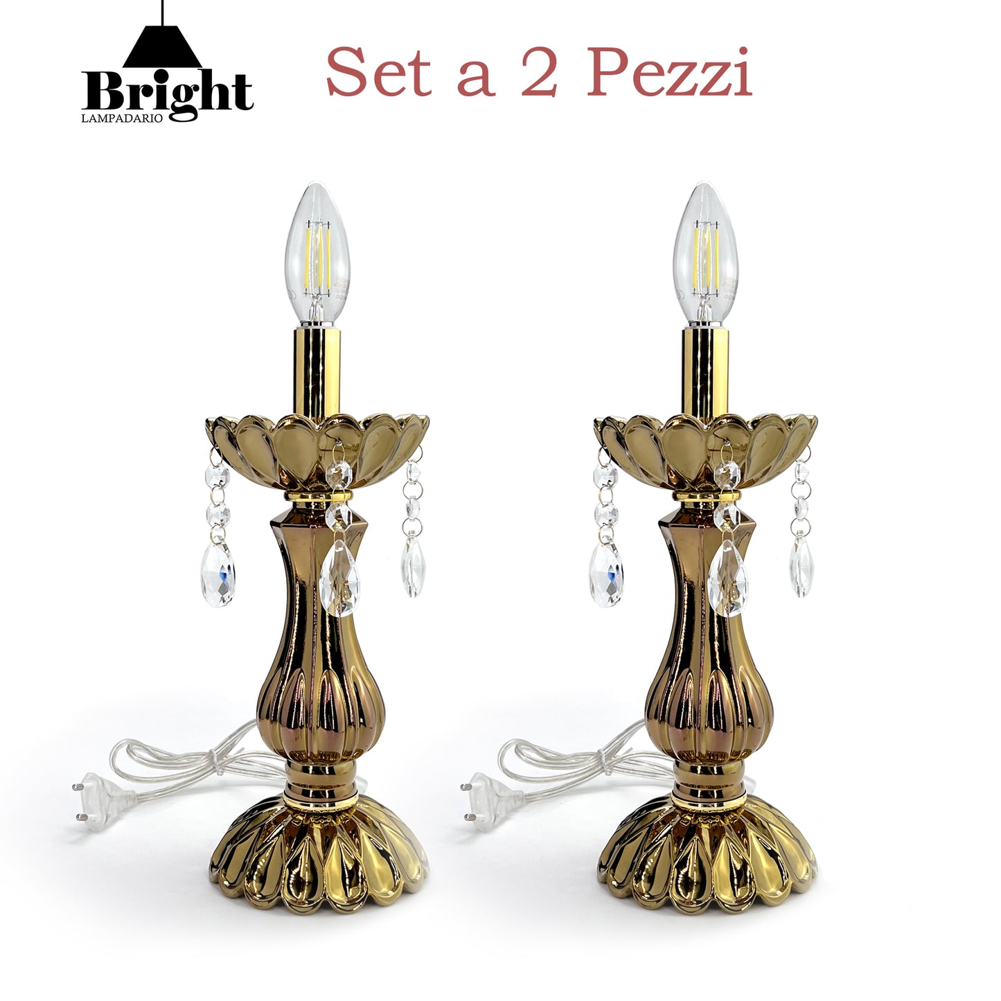 Lumetto BRONZO Tris Classico x camera da letto /lumi da comodino tavolo/in vetro…