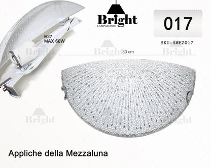 Applique da Parete a Mezzaluna in Vetro E27 30cm - Stile Classico Vintage Tradizionale