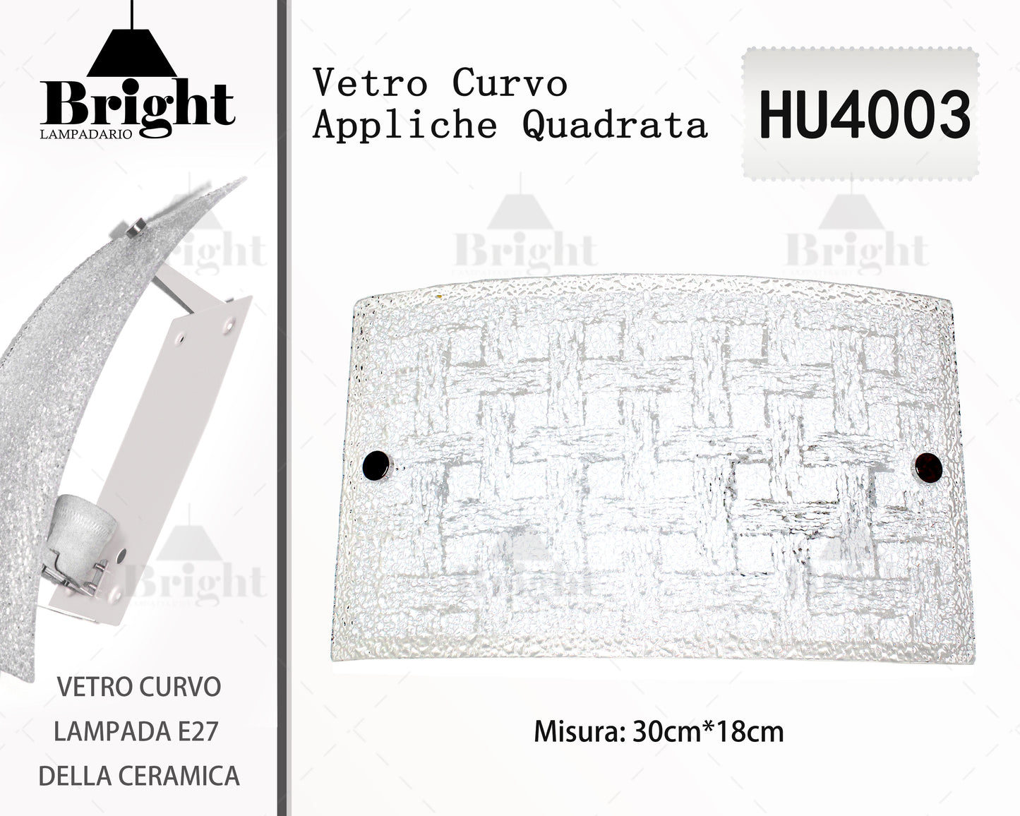 Appliche rettangolo in vetro/lampada da parete in vetro/ E27 lampada da parete