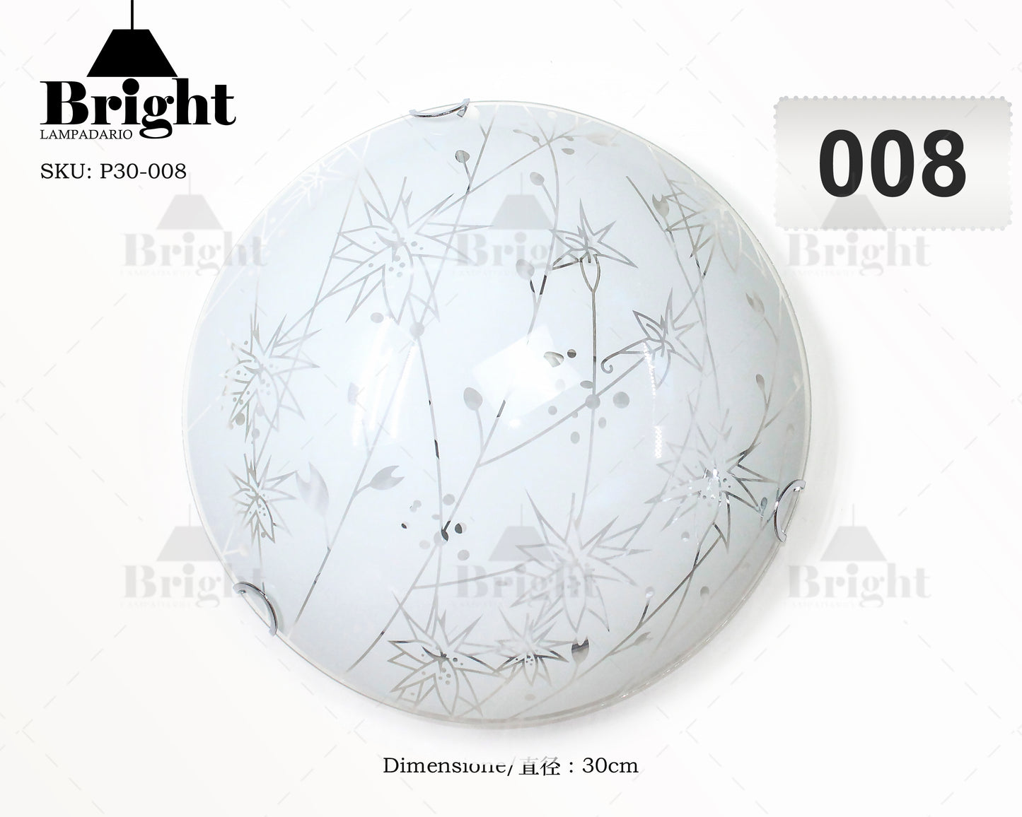 Runde Deckenlampe aus Glas mit einfacher moderner Lampenfassung von 30 cm
