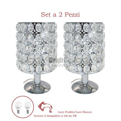 Set aus 2 modernen Schlafzimmerleuchten mit 2 Glühbirnen/Nachttischleuchten/Eierglas