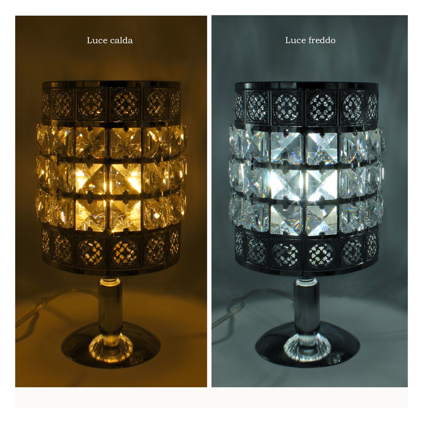 Set a 2 lumi camera da letto moderni  con 2 lampadine/lumi da comodino tavolo/in 3 vetro quadrato
