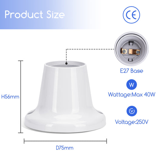 Portalampada E27 da parete Base Supporto Plastica per Lampada da Garage Soffitto,AC 250V,40W, Materiale elettrico