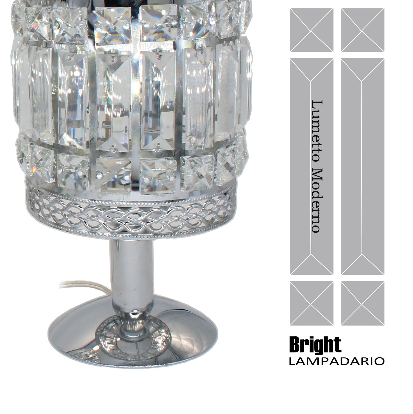 Set a 2 lumi camera da letto moderni  con 2 lampadine/lumi da comodino tavolo/in vetro rettangolore
