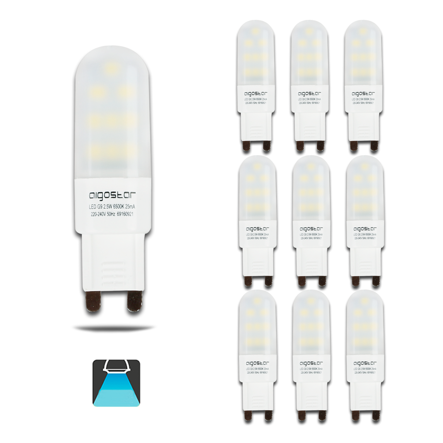 Lampadina LED G9, 2.5 W, 200 lumen, Luce Bianca Fredda6500K Calda 3000K[Classe di efficienza energetica A+]
