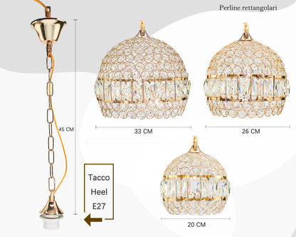 Sospensione Elegante Lampadario a Palla Aperta Rettagolari Sospensione a isola da cucina E27 Lampada a sospensione in alluminio Argento/oro