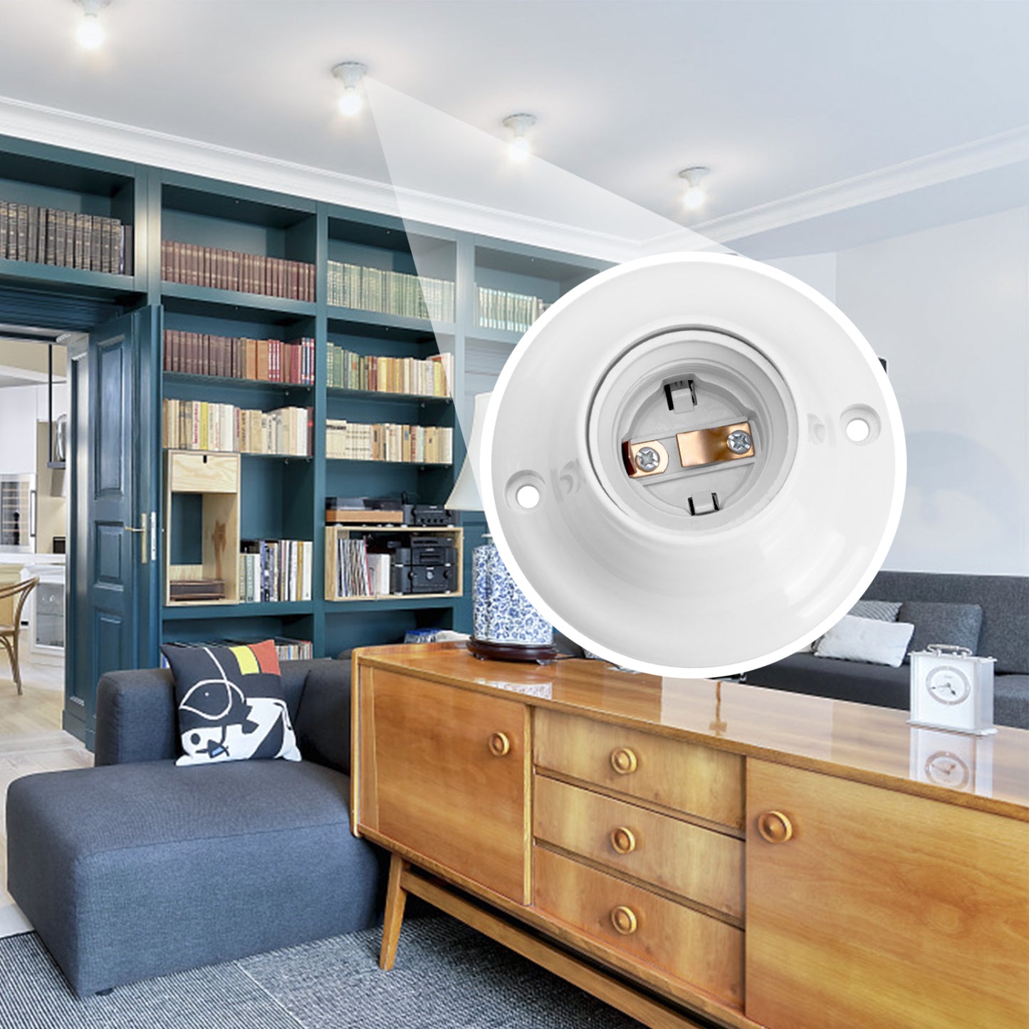 Portalampada E27 da parete Base Supporto Plastica per Lampada da Garage Soffitto,AC 250V,40W, Materiale elettrico