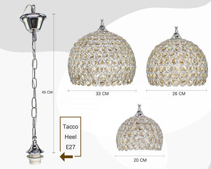 Sospensione Elegante Lampadario a Palla Aperta Ambra Ottogonali Sospensione a isola da cucina E27 Lampada a sospensione in alluminio Argento/oro