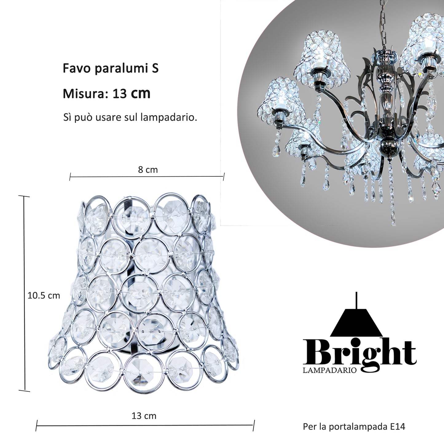 Paralumi Favo S colore argento 13cm x Lampadario modello  E14