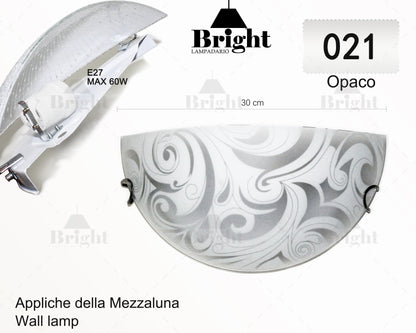 Applique da Parete a Mezzaluna in Vetro E27 30cm - Stile Classico Vintage Tradizionale