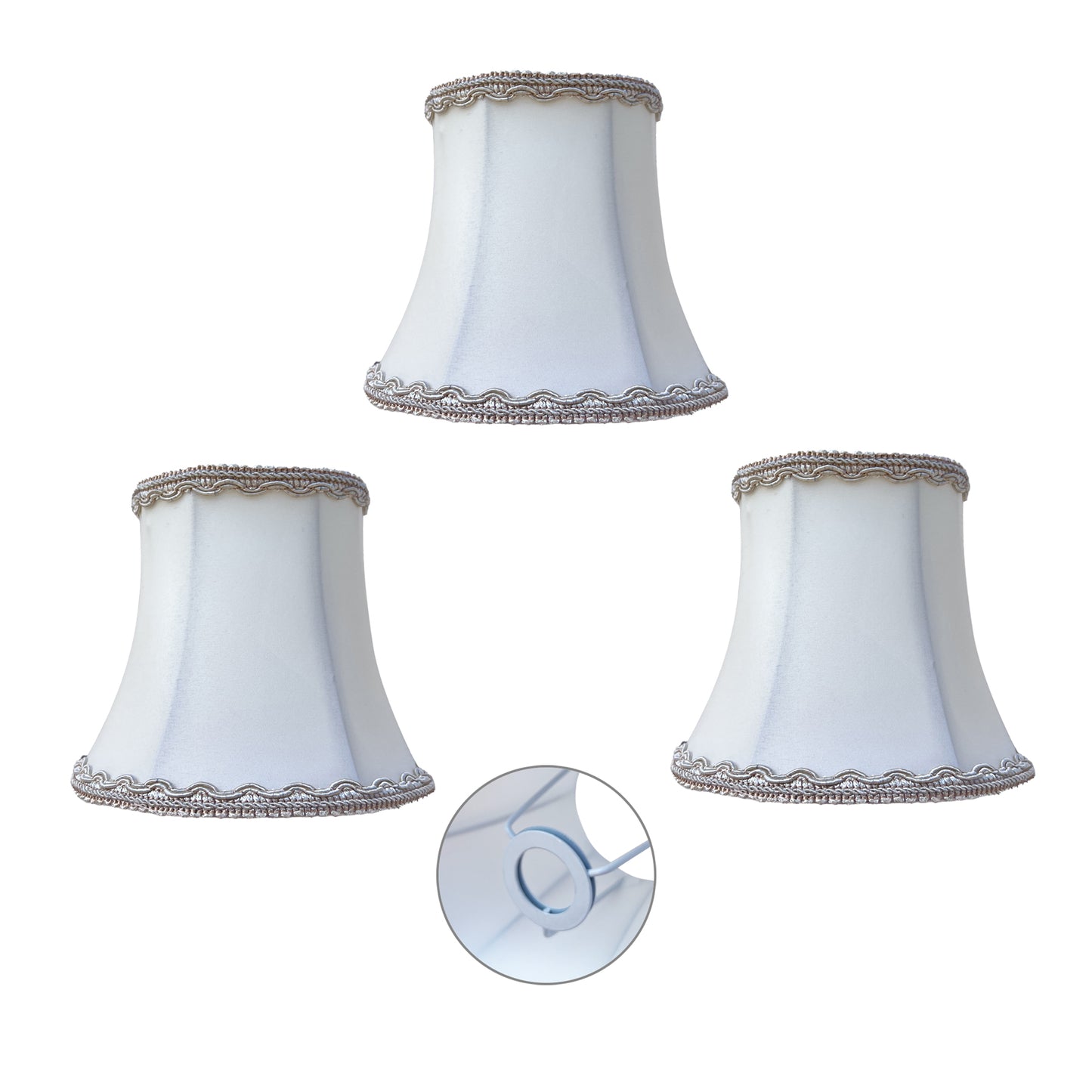 Lampenschirme aus glattem Stoff mit einem Rand von 15 cm x Kronleuchter/Kuppeln in Stoff E14