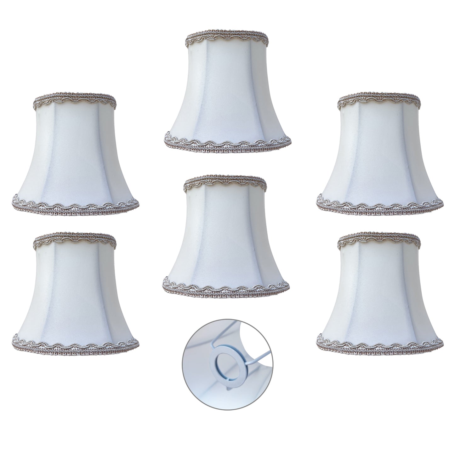 Lampenschirme aus glattem Stoff mit einem Rand von 15 cm x Kronleuchter/Kuppeln in Stoff E14