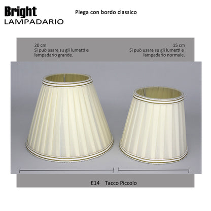 Kuppel mit direktem Rand Größe 20 cm E14 für Kronleuchter, Set mit 2 Kuppeln in Stofflampenschirmen E14