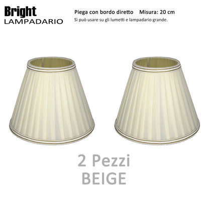 Kuppel mit direktem Rand Größe 20 cm E14 für Kronleuchter, Set mit 2 Kuppeln in Stofflampenschirmen E14